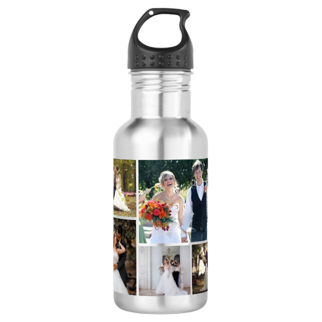 Create Your Own 5 Photo Wedding Collage 532 Ml Water Bottle (Front)