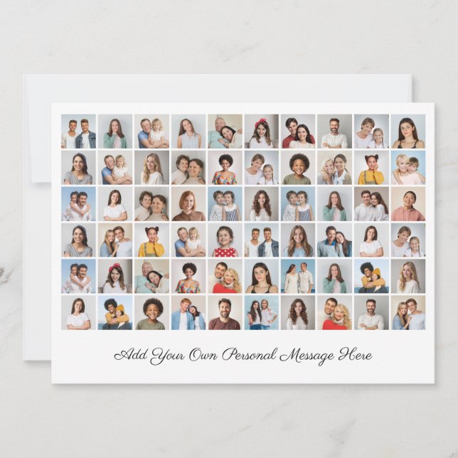 Create Your Own 60 Photo Collage Add Your Greeting Invitation (Front)