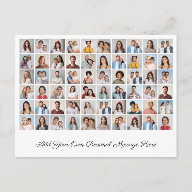 Create Your Own 60 Photo Collage Add Your Greeting Postcard (Front)