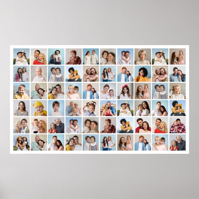 Create Your Own 60 Photo Collage Editable Color  Poster (Front)
