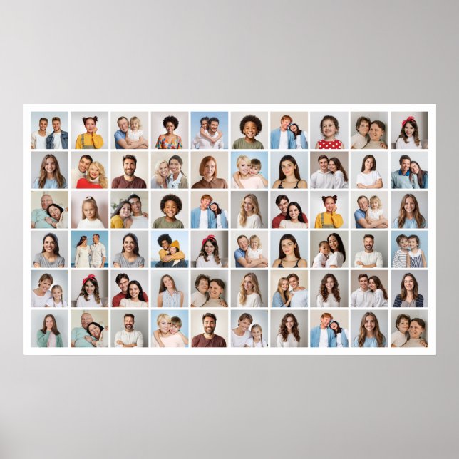Create Your Own 60 Photo Collage Editable Colour  Poster (Front)