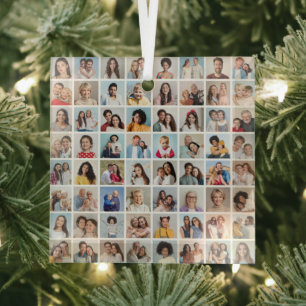 Create Your Own 64 Photo Collage Glass Ornament