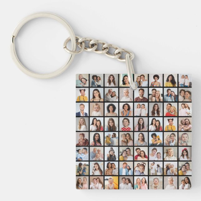 Create Your Own 64 Photo Collage Keychain (Front)