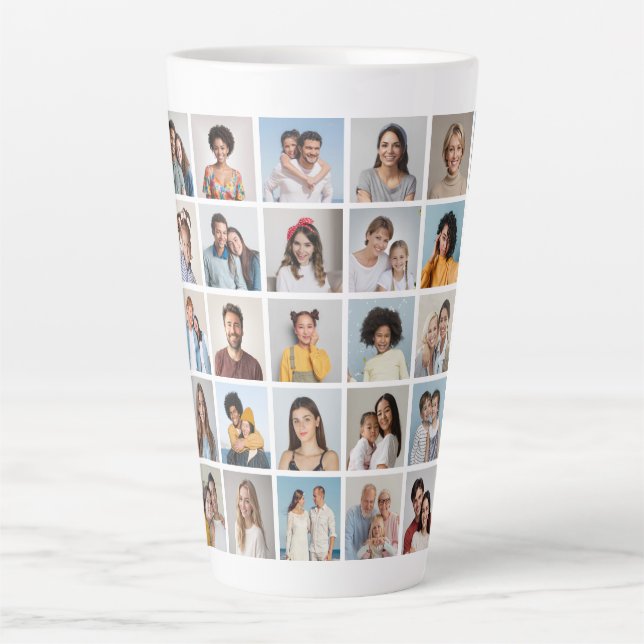 Create Your Own 64 Photo Collage Latte Mug (Front)