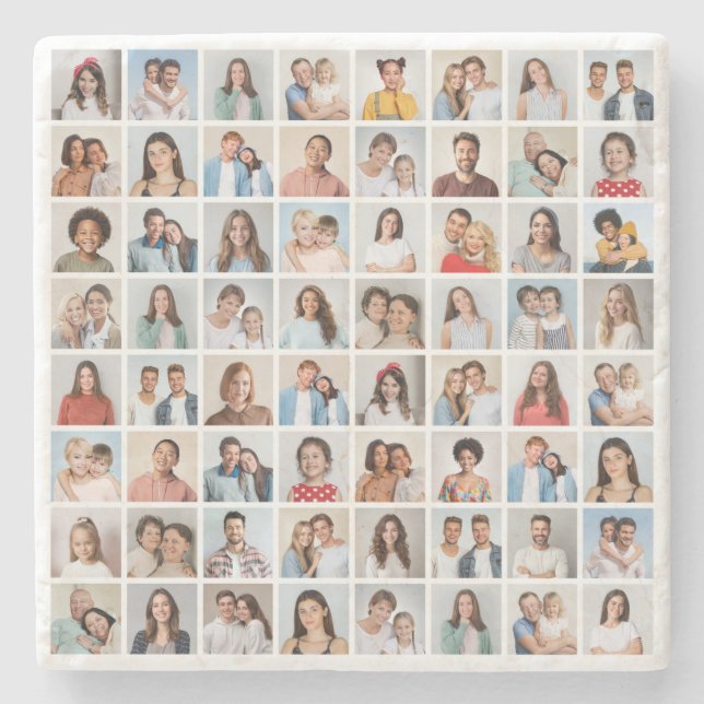 Create Your Own 64 Photo Collage Stone Coaster (Front)