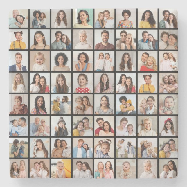 Create Your Own 64 Photo Collage Stone Coaster (Front)