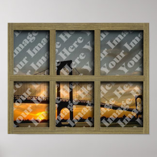 Create Your Own 6 Pane Light Brown Window Frame Poster