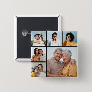 Create Your Own 6 Photo Collage  2 Inch Square Button