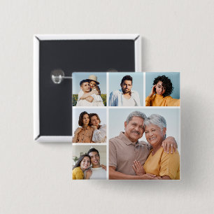 Create Your Own 6 Photo Collage  2 Inch Square Button