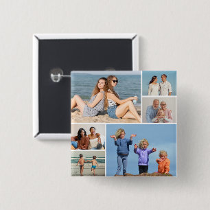 Create Your Own 6 Photo Collage 2 Inch Square Button