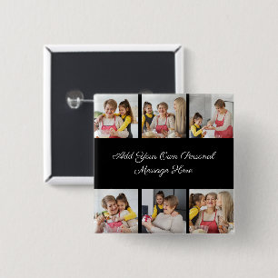 Create Your Own 6 Photo Collage Add Your Greeting 2 Inch Square Button
