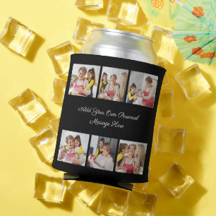 Create Your Own 6 Photo Collage Add Your Greeting Can Cooler