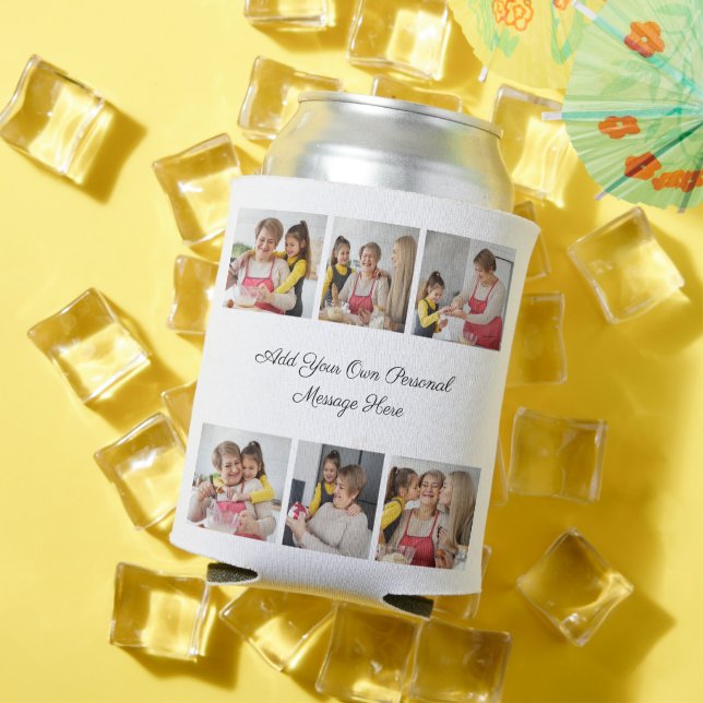Create Your Own 6 Photo Collage Add Your Greeting Can Cooler (In Situ Summer)