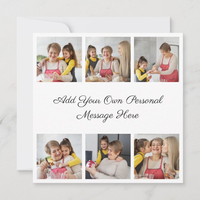 Create Your Own 6 Photo Collage Add Your Greeting Invitation (Front)