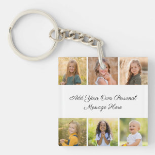 Create Your Own 6 Photo Collage Add Your Greeting Keychain