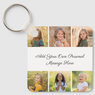 Create Your Own 6 Photo Collage Add Your Greeting Keychain