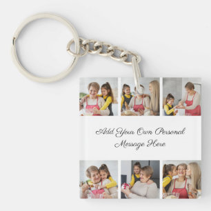Create Your Own 6 Photo Collage Add Your Greeting Keychain