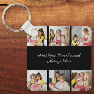 Create Your Own 6 Photo Collage Add Your Greeting Keychain