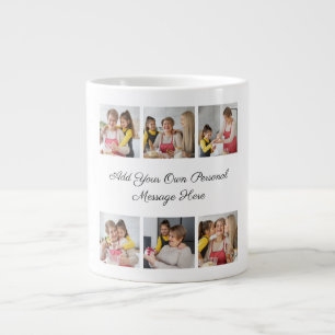 Create Your Own 6 Photo Collage Add Your Greeting Large Coffee Mug