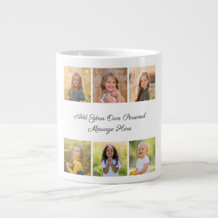 Create Your Own 6 Photo Collage Add Your Greeting Large Coffee Mug