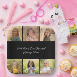 Create Your Own 6 Photo Collage Add Your Greeting Paper Plate