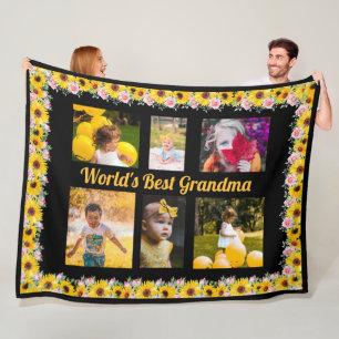 Create Your Own 6-Photo Collage Black   Fleece Blanket