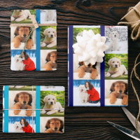 Create your Own 6 Photo Collage Blue Set of 3