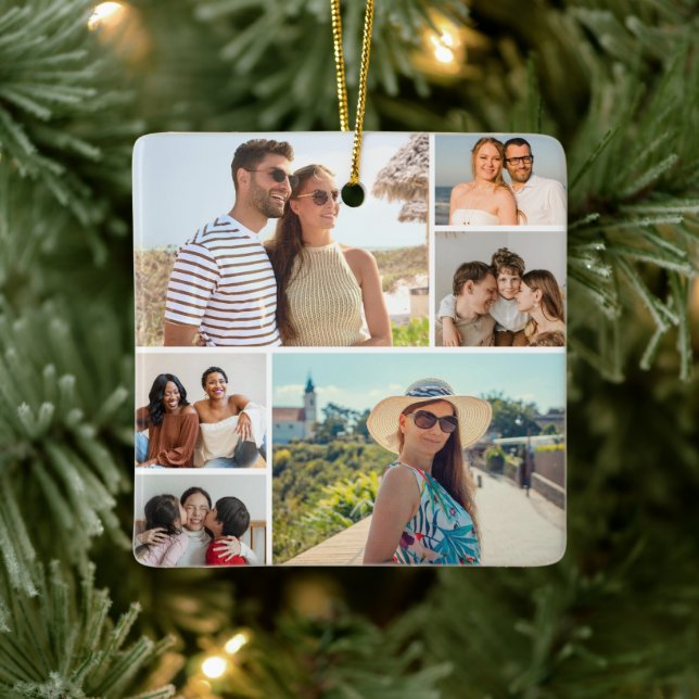 Create Your Own 6 Photo Collage Ceramic Ornament (Tree)