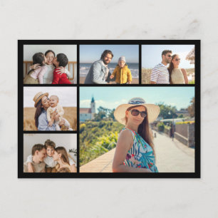 Create Your Own 6 Photo Collage Editable Colour Postcard