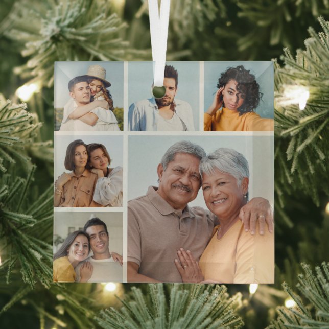 Create Your Own 6 Photo Collage  Glass Ornament (Insitu)
