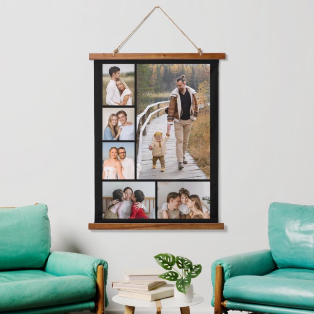 Create Your Own 6 Photo Collage Hanging Tapestry (Living Room)