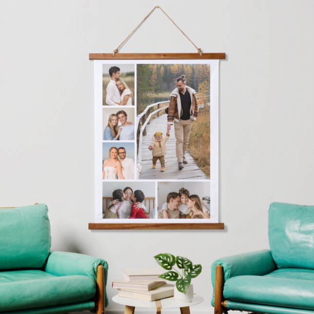 Create Your Own 6 Photo Collage Hanging Tapestry (Living Room)