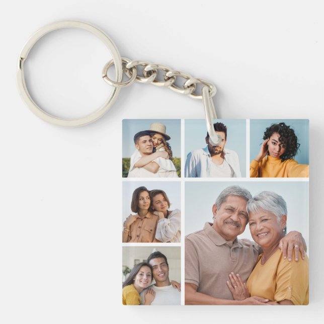 Create Your Own 6 Photo Collage  Keychain (Front)