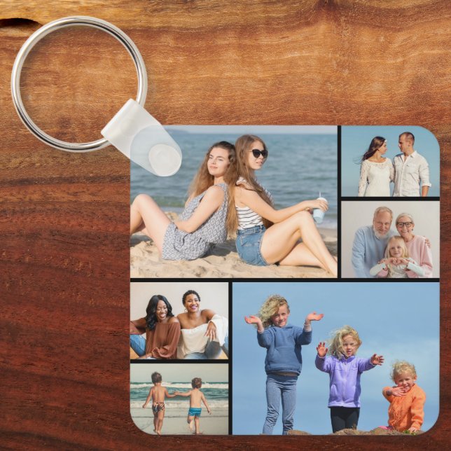 Create Your Own 6 Photo Collage Keychain (Front)