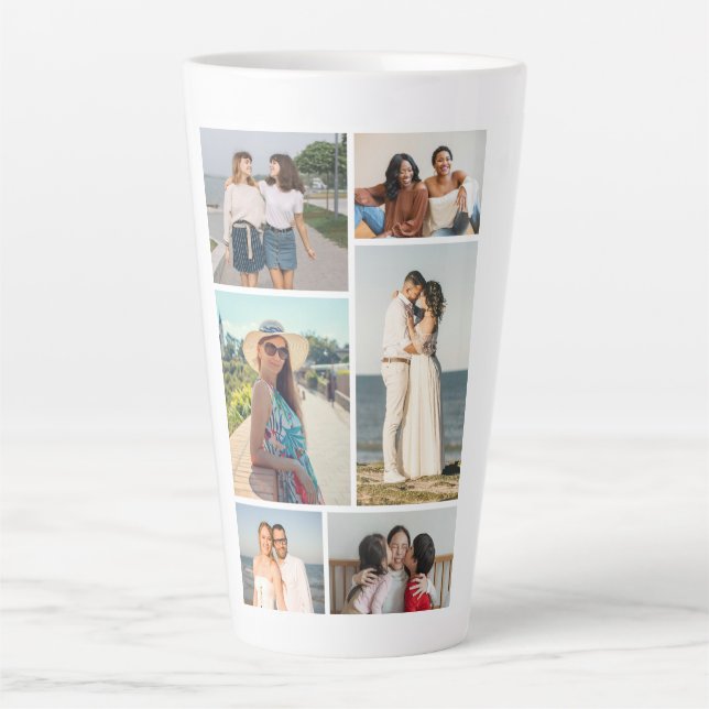 Create Your Own 6 Photo Collage Latte Mug (Front)