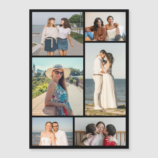 Create Your Own 6 Photo Collage Magnetic Card (Front)