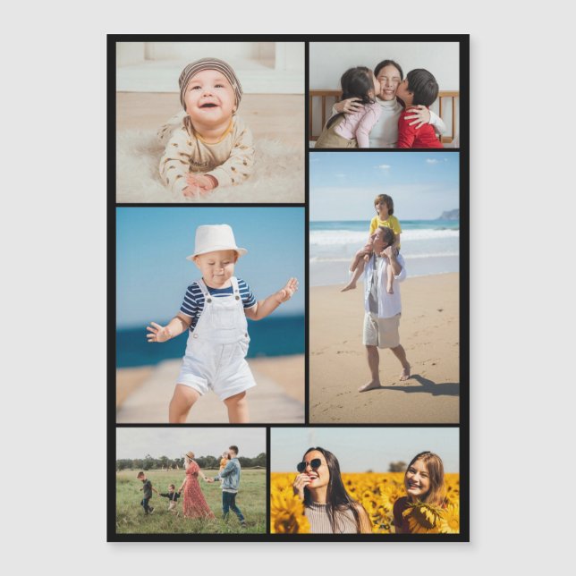 Create Your Own 6 Photo Collage Magnetic Card (Front)