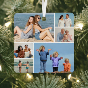 Create Your Own 6 Photo Collage Metal Ornament
