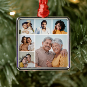 Create Your Own 6 Photo Collage  Metal Ornament