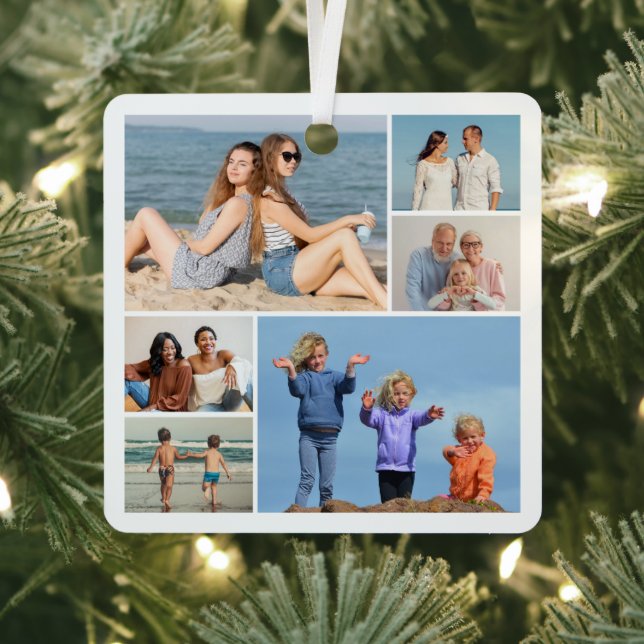 Create Your Own 6 Photo Collage Metal Ornament (Insitu)