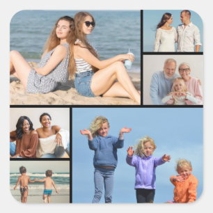 Create Your Own 6 Photo Collage Square Sticker
