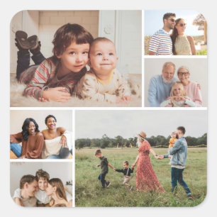 Create Your Own 6 Photo Collage Square Sticker