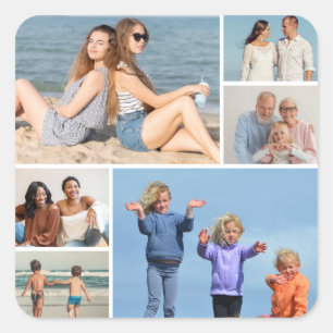 Create Your Own 6 Photo Collage Square Sticker