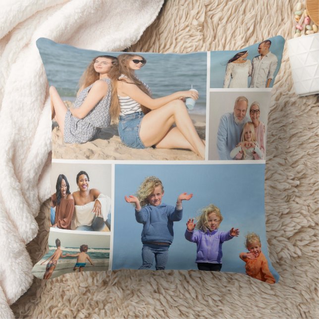 Create Your Own 6 Photo Collage Throw Pillow (Blanket)