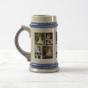 Create Your Own 6 Photo Wedding Collage Beer Stein