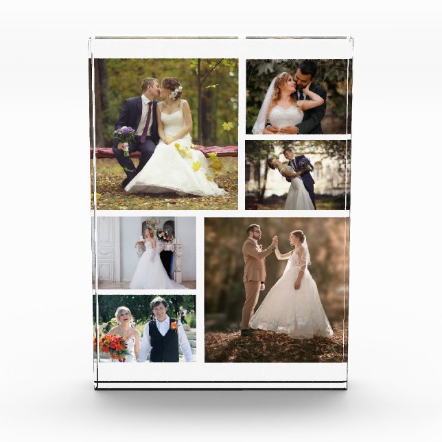 Create Your Own 6 Photo Wedding Collage Block (Front)