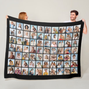 Create Your Own 70 Photo Collage Editable Colour Fleece Blanket