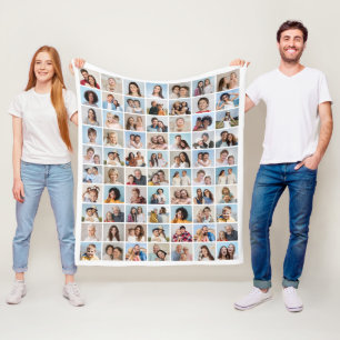 Create Your Own 70 Photo Collage  Fleece Blanket