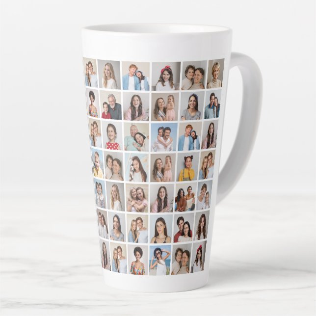 Create Your Own 70 Photo Collage Latte Mug (Right Angle)