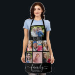Create Your Own 7 Photo Collage Family Name Black  Apron<br><div class="desc">Design your own personalized photo apron by adding 7 favourite pictures. Customize with family name and established year.</div>
